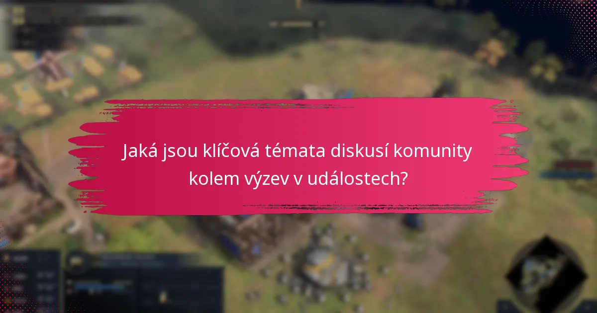 Jaká jsou klíčová témata diskusí komunity kolem výzev v událostech?